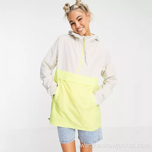 2021 Customization Contrast Color Hoodie Anorak for Women